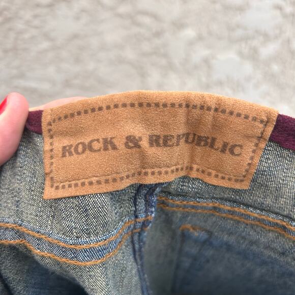 Y2k Rock & Republic Patchwork Denim Suede Maxi Skirt Size Small (26” waist) - Picture 3 of 6